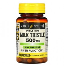 Mason Natural, Whole Herb Milk Thistle, 500 mg, 60 Capsules