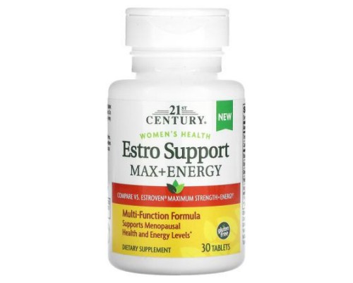 21st Century, Women's Health, Estro Support Max + Energy, 30 Tablets 21st Century, Women's Health, Estro Support Max + Energy, 30 Tablets