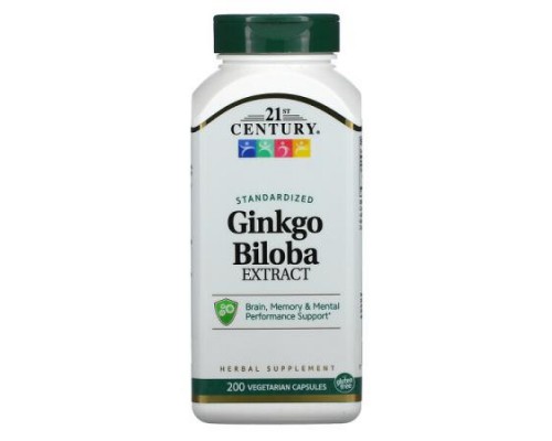 21st Century, Ginkgo Biloba Extract, Standardized, 200 Vegetarian Capsules (60 mg per Capsule) 21st Century, Ginkgo Biloba Extract, Standardized, 200 Vegetarian Capsules (60 mg per Capsule)