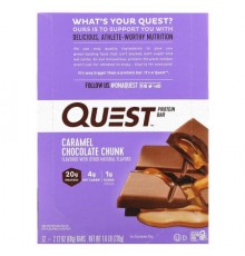 Quest Nutrition, Protein Bar, Caramel Chocolate Chunk, 12 Bars, 2.12 oz (60 g) Each (Discontinued Item)