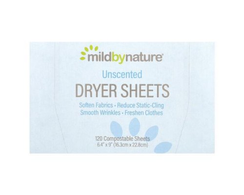 Mild By Nature, Dryer Sheets, Unscented, 120 Sheets (Discontinued Item)