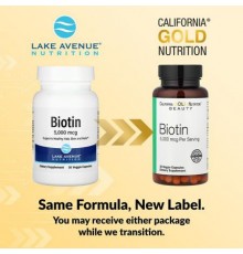 California Gold Nutrition, Biotin, 5,000 mcg, 30 Veggie Capsules