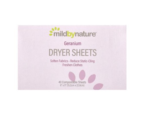 Mild By Nature, Dryer Sheets, Geranium, 40 Sheets (Discontinued Item)