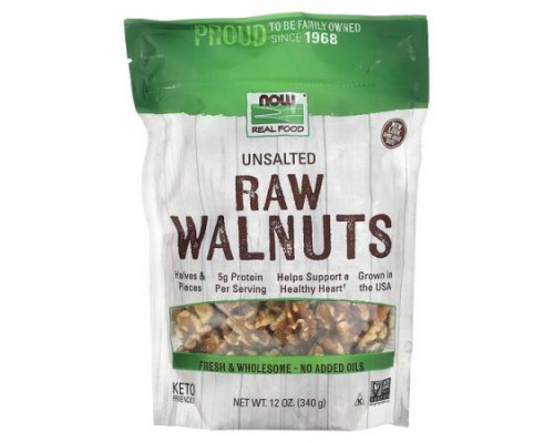 NOW Foods, Real Food, Raw Walnuts, Unsalted, 12 oz (340 g)