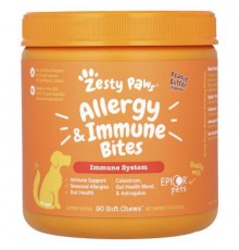 Zesty Paws, Allergy & Immune Bites, For Dogs, All Ages, Peanut Butter, 90 Soft Chews, 11.1 oz (315 g)