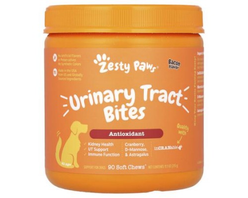 Zesty Paws, Urinary Tract Bites, For Dogs, All Ages, Bacon, 90 Soft Chews, 11.1 oz (315 g)