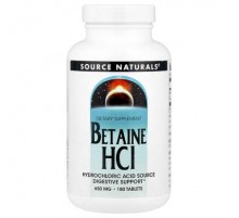 Source Naturals, Betaine HCl, 650 mg, 180 Tablets