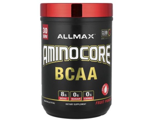 ALLMAX, AMINOCORE™ BCAA, Fruit Punch, 0.69 lbs (315 g) ALLMAX, AMINOCORE™ BCAA, Fruit Punch, 0.69 lbs (315 g)