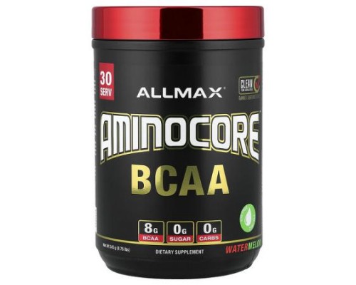 ALLMAX, AMINOCORE™ BCAA, Watermelon, 0.76 lbs (345 g) ALLMAX, AMINOCORE™ BCAA, Watermelon, 0.76 lbs (345 g)