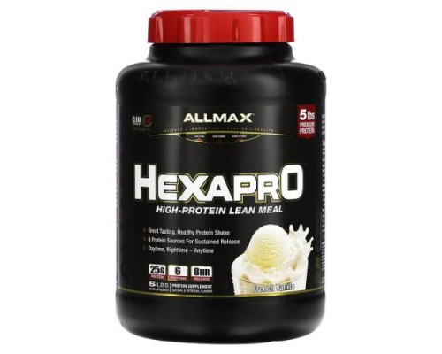 ALLMAX, Hexapro™, High-Protein Lean Meal, French Vanilla, 5 lbs (2.27 kg) ALLMAX, Hexapro™, High-Protein Lean Meal, French Vanilla, 5 lbs (2.27 kg)