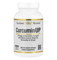 California Gold Nutrition, CurcuminUP™ with Omega-3 Curcumin Complex, Black Cumin Seed Oil, Boswellia and Ginger, 90 Fish Gelatin Softgels