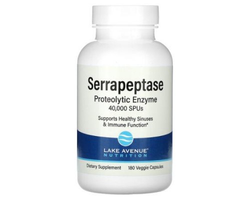 Lake Avenue Nutrition, Serrapeptase, Proteolytic Enzyme, 40,000 SPUs, 180 Veggie Capsules Lake Avenue Nutrition, Serrapeptase, Proteolytic Enzyme, 40,000 SPUs, 180 Veggie Capsules
