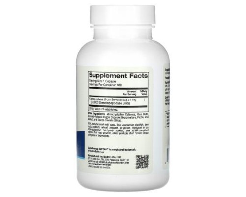 Lake Avenue Nutrition, Serrapeptase, Proteolytic Enzyme, 40,000 SPUs, 180 Veggie Capsules Lake Avenue Nutrition, Serrapeptase, Proteolytic Enzyme, 40,000 SPUs, 180 Veggie Capsules