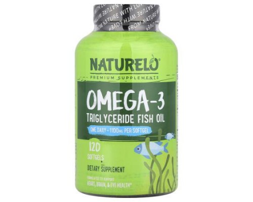 NATURELO, Omega-3 Triglyceride Fish Oil, 1,100 mg, 120 Softgels