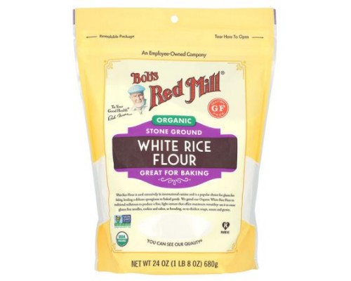 Bob's Red Mill, Organic White Rice Flour, 24 oz (680 g) Bob's Red Mill, Organic White Rice Flour, 24 oz (680 g)