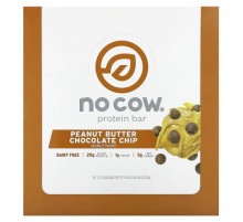 No Cow, Protein Bar, Peanut Butter Chocolate Chip, 12 Bars, 2.12 oz (60 g) Each