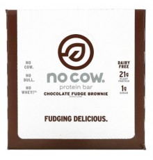 No Cow, Protein Bar, Chocolate Fudge Brownie, 12 Bars, 2.12 oz (60 g) Each