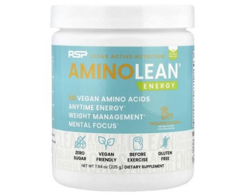 RSP Nutrition, AminoLean®, Energy, Pineapple Coconut, 7.94 oz (225 g) RSP Nutrition, AminoLean®, Energy, Pineapple Coconut, 7.94 oz (225 g)