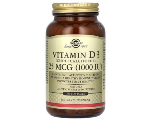 Solgar, Vitamin D3, 25 mcg (1,000 IU), 250 Softgels
