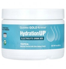California Gold Nutrition, Beverages, HydrationUP®, Electrolyte Mix with Vitamin D, Calcium, Iron and Potassium, Tropical, 8 oz (227 g)