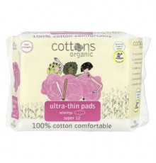 Cottons, Ultra-Thin Pads with Wings, Super, 12 Pads