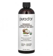 Pura D'or, Organic Fractionated Coconut Oil  (MCT), 16 fl oz (473 ml)