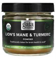 Gaia Herbs, Lion's Mane & Turmeric Powder, 3.53 oz (100 g)
