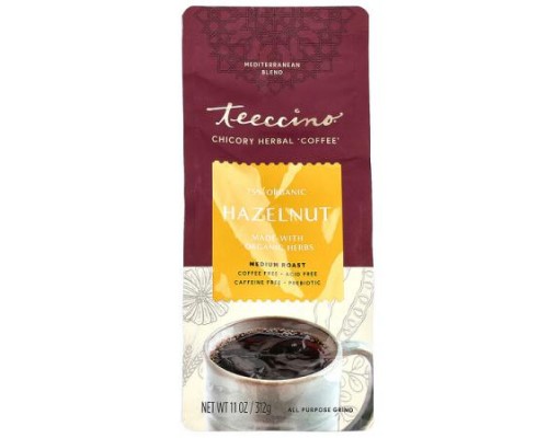 Teeccino, Chicory Herbal Coffee, Hazelnut, Medium Roast, Caffeine Free, 11 oz (312 g)