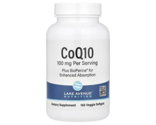 Lake Avenue Nutrition, CoQ10 with Bioperine® Black Pepper Extract, 150 Veggie Softgels