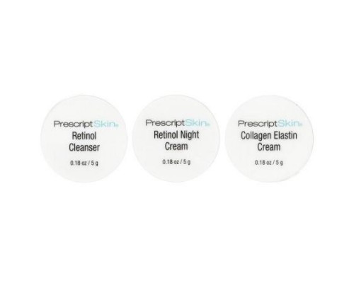 PrescriptSkin, Retinol Trial Set, 3 Professional Strength Anti-Aging Products, 3 Jars, 0.18 oz (5 g) Each