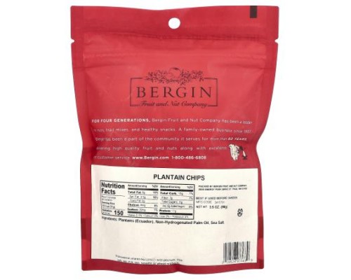 Bergin Fruit and Nut Company, Plantain Chips, 3.5 oz (99 g) Bergin Fruit and Nut Company, Plantain Chips, 3.5 oz (99 g)