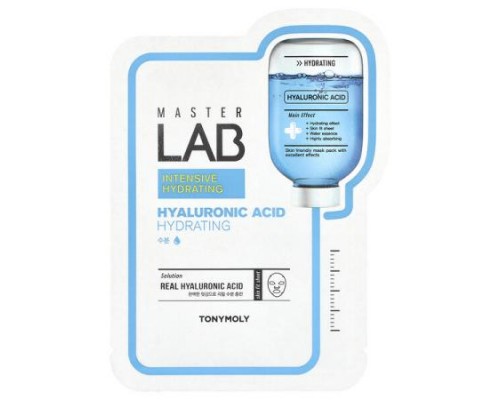 TonyMoly, Master Lab, Hyaluronic Acid Beauty Mask, Hydrating, 1 Sheet, 19 g TonyMoly, Master Lab, Hyaluronic Acid Beauty Mask, Hydrating, 1 Sheet, 19 g