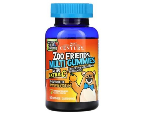 21st Century, Zoo Friends Multi Gummies, Plus Extra C, Great Tasting Fruit, 60 Gummies 21st Century, Zoo Friends Multi Gummies, Plus Extra C, Great Tasting Fruit, 60 Gummies