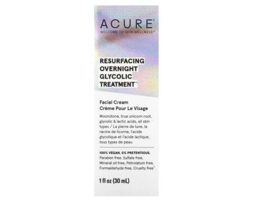 ACURE, Resurfacing, Overnight Glycolic Treatment, 1 fl oz (30 ml) ACURE, Resurfacing, Overnight Glycolic Treatment, 1 fl oz (30 ml)