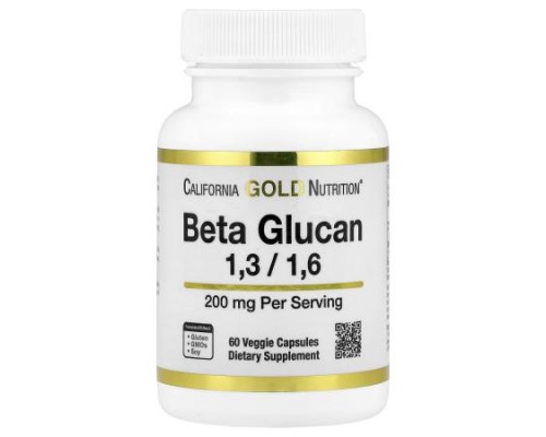 California Gold Nutrition, Beta Glucan 1-3, 1-6, 200 mg, 60 Veggie Capsules California Gold Nutrition, Beta Glucan 1-3, 1-6, 200 mg, 60 Veggie Capsules