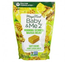 MegaFood, Baby & Me2, Morning Sickness Nausea Relief, Honey Lemon Ginger, 30 Individually Wrapped Soft Chews