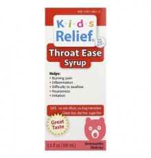 Homeolab USA, Kid's Relief®, Throat Ease Syrup, 0-12 Yrs, 3.4 fl oz (100 ml)